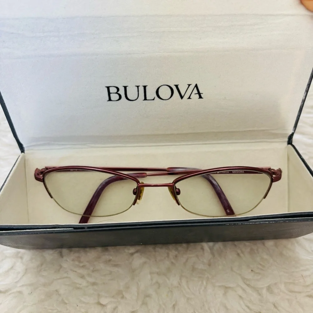 Bulova Medora Titanium Wine Eye Glasses Frame Only w/ Case 52-19 135